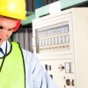 Industrial technician conducts health and safety check